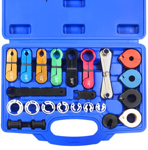 Fuel Line Disconnect Tool Set & Master Quick Disconnect Tool Kit for AC Fuel Line Transmission Oil Cooler Line Disconnects Compatible with Most Ford Chevy GM Models Blue