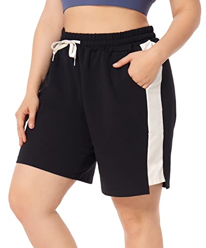 ZERDOCEAN Women’s Plus Size Casual Athletic Shorts Lounge Yoga Pajama Sweat Shorts Black 2X