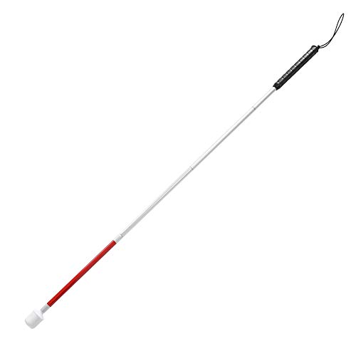 Blind Cane, Folding Reflective Red Cane 43.3in, Non-Slip Aluminum Guide Walking Stick for Blind People, Visually Impaired and Disabled