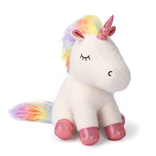 AULUDA Unicorn Plush Toy, 12″ Stuffed Throw Plushie Pillow Doll, Soft Fluffy Rainbow Pony Friend, Hugging Cushion – Present for Every Age (White)