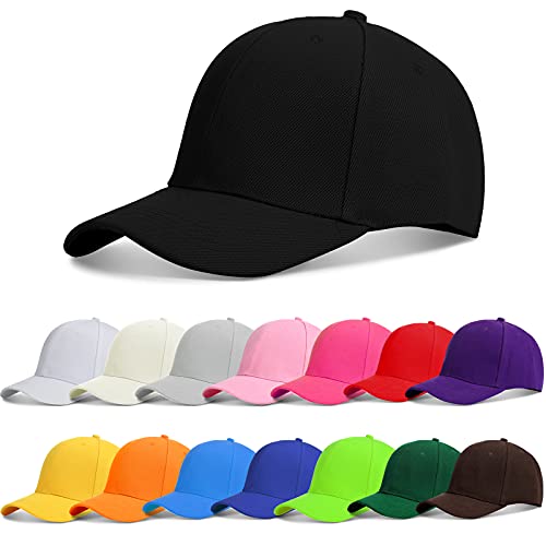 Geyoga 15 Pieces Baseball Cap Adjustable Size Plain for Men Women Blank Sports Baseball Hat for Running Workouts and Outdoor Activities (Assorted Colors)