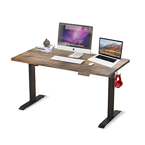 MPETAPT Electric Standing Desk Adjustable Height Electric Computer Stand Up Desk, Full Sit Stand for Home and Office Table (55’‘, Rustic Brown)