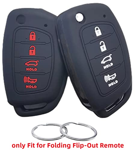 REPROTECTING Silicone Rubber Key Fob Cover Compatible with 2013-2019 Hyundai Santa Fe Sport Sonata Tucson OSLOKA-875T (Suitable for Buttons with Eject/flip/fold Buttons, not for Smart Keys)