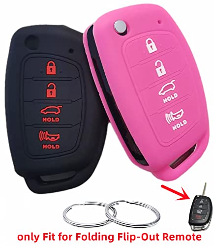 REPROTECTING Silicone Rubber Key Fob Cover Compatible with 2013-2019 Hyundai Santa Fe Sonata Tucson Santa Fe Sport(Suitable for Buttons with Eject/flip/fold Buttons, not for Smart Keys)