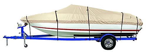 iCOVER Trailerable Boat Cover- 17′-19′ Waterproof Heavy Duty Boat Cover, Fits V-Hull,Fish&Ski,Pro-Style,Fishing Boat,Runabout,Bass Boat, up to 17ft-19ft Long X 96″ Wide