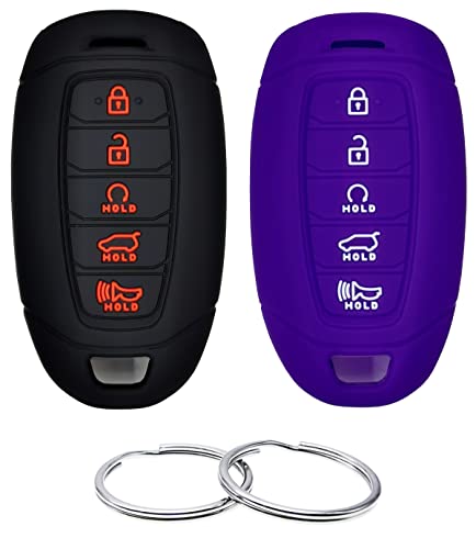 REPROTECTING Silicone Rubber Key Fob Cover Compatible with 2017-2020 Hyundai Palisade Ix35 Solaris Azera Grandeur Ig Kona Veloster i30 (Keyless Push Start 5 Button)