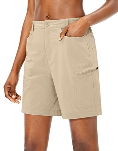 Viodia Women’s Hiking Cargo Shorts Quick Dry Lightweight Summer Shorts for Women UPF50 Golf Travel Shorts with Pockets Khaki
