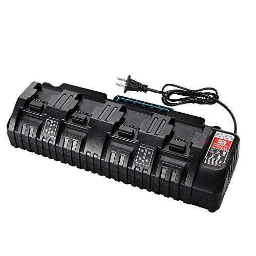 M18 Battery Charger 4-Ports, WaxPar M18 Rapid Battery Charger 48-59-1804 Compatible with Milwaukee 18V XC Lithium Ion Battery 48-11-1850 48-11-1840 48-11-1815 48-11-1828