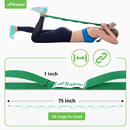 Trideer Stretching Strap Yoga Strap for Physical Therapy, 10 Loops Yoga Straps for Stretching, Non-Elastic Stretch Strap for Pilates, Exercise, Stretch Band with Workout Guide for Women & Men | The Storepaperoomates Retail Market - Fast Affordable Shopping