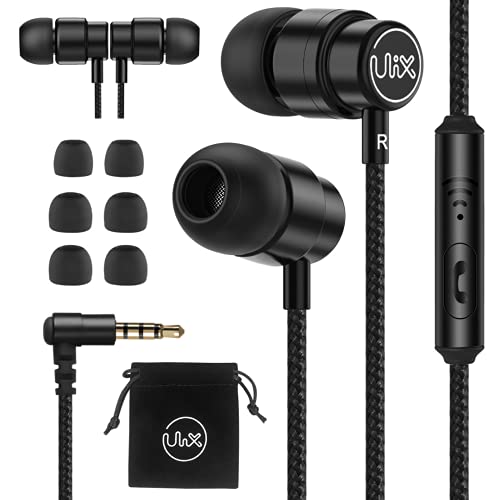 ULIX Rider Wired Earbuds with Microphone – Wired Earphones with Mic, 5 Years Warranty, Braided Cable, 48Ω Driver for Intense Bass, In Ear Headphone Ear Buds with Microphone for Computer, Laptop, Phone