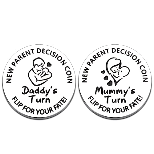 New Parents Decision Coin for Mummy Daddy Funny New Baby Gifts for New Mom Dad Pregnancy Gifts for First Time Moms Women Wife Birthday Mothers Day Gifts Dad to be Gift for Men Fathers Day Double-Sided