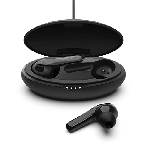 Belkin Wireless Earbuds, SOUNDFORM Move True Wireless Bluetooth Earphones with Touch Controls, IPX5 Certified, Sweat and Water Resistant with Deep Bass for iPhone, Galaxy, and More – Black