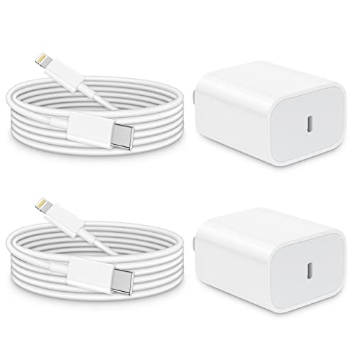 iPhone 14 13 12 Charger Fast Charging, 【Apple MFi Certified】 2-Pack 20W USB C Fast Charger with 6FT Fast Charging SCSI Cable for iPhone 14/13/12/11/Xs/8, iPad, AirPods Pro and More