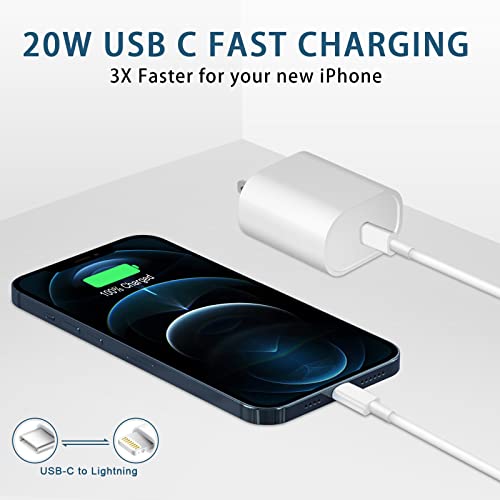 iPhone 14 13 12 Charger Fast Charging, 【Apple MFi Certified】 2-Pack 20W USB C Fast Charger with 6FT Fast Charging SCSI Cable for iPhone 14/13/12/11/Xs/8, iPad, AirPods Pro and More | The Storepaperoomates Retail Market - Fast Affordable Shopping