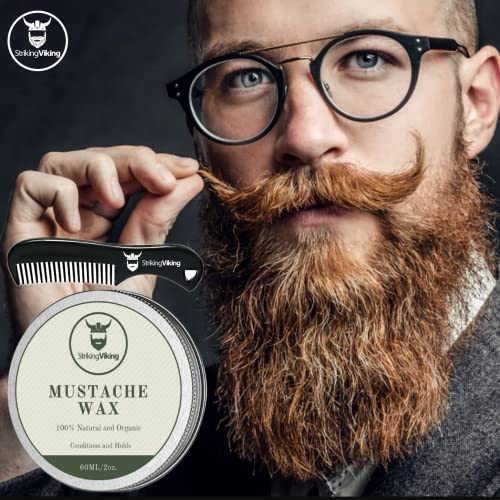 Striking Viking Mustache Wax and Comb Kit – Beard and Moustache Wax for Men with Strong Hold Natural Beeswax – Helps Tame, Style, and Condition Facial Hair, Vanilla | The Storepaperoomates Retail Market - Fast Affordable Shopping