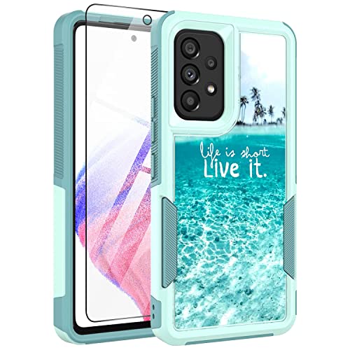 Voanice for Samsung Galaxy A32 5G Case with Tempered Glass Screen Protector,Dual Layer Heavy Duty Hybrid Shockproof Hard Plastic Soft Silicone Rugged Full Body Protective Cover for Samsung A32 5G-Teal