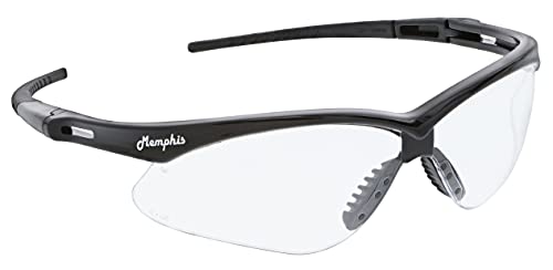 MCR Safety Memphis Series MP110AF Safety Glasses, Eye Protection, Black Frame, Clear UV-AF Anti-Fog Lens