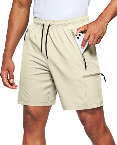 Viodia Men’s Hiking Cargo Shorts Stretch Quick Dry Lightweight Workout Shorts for Men Casual Fishing Athletic Shorts with Pockets Khaki