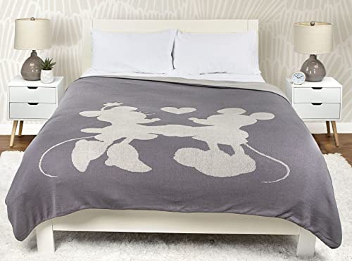 Jay Franco Disney Mickey Mouse & Minnie Mouse Love Large 100% Cotton Knit Blanket – Measures 70 x 70 Inches – Fade Resistant Super Soft & Cozy Bedding (Official Disney Product)