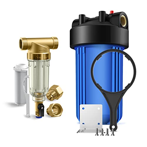 SimPure 40/200 Micron Spin Down Sediment Water Filter Combine with SimPure Whole House Water Filter Housing, for Better Filtration Results