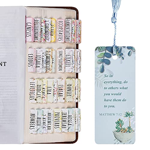 TABINQUE Bible Tabs, Large Print and Easy-to-Read Bible Tabs for Women and Girl, 80 Bible Index tabs in Total, 66 Bible Tabs for Old and New Testament, Additional 14 Blank tabs
