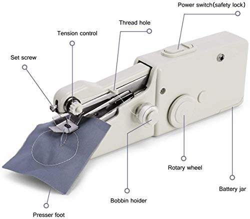 VIIMI Handheld Sewing Machine, Mini Cordless Portable Electric Sewing Machine-Cordless Small Handy Stitch Handheld Sewing Machine for Fabric Clothing Kids Cloth Pet Clothes, NEW-WHITE | The Storepaperoomates Retail Market - Fast Affordable Shopping