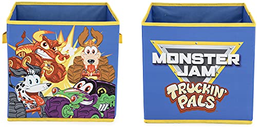 Monster Jam Truckin’ Pals 2 Pack Collapsible Cube Storage Bins – Kids Foldable Organizer with Handles (Official Monster Jam Product)