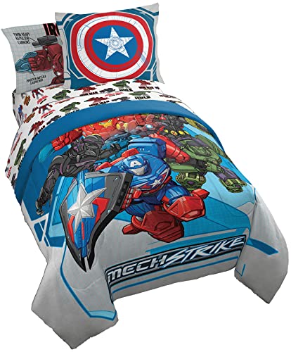 Jay Franco Marvel Avengers Mech Strike 7 Piece Full Size Bed Set – Includes Comforter & Sheet Set – Super Soft Fade Resistant Microfiber (Official Marvel Product)