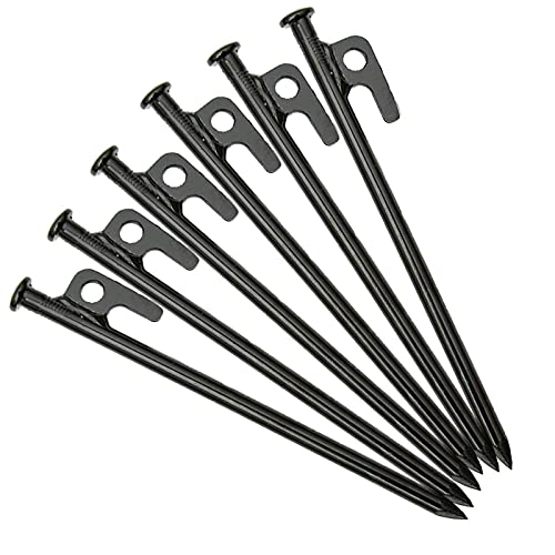 Linwnil 6Pcs/Pack Tent Stakes Heavy Duty, 8-inches Tent Stakes, Forged Steel Unbent Tent Pegs-Ideal Camping Stakes for Rocky/Hard Places