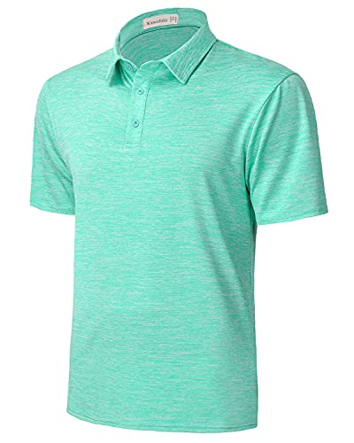 Wancafoke Men Short Sleeve Slim Fit Golf Shirts Summer Casual Quick Dry Athletic Collared Polos Mint Green X-Large