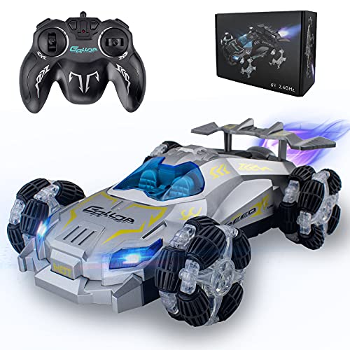 Jet Spray Remote Control Car for Kids and Children, Remote Control Vehicle Toy With Jet Spray Device Realistic Car Light Design and Engine Sound and Brake Sound, Best Gifts for Boys and Girls (Silver)