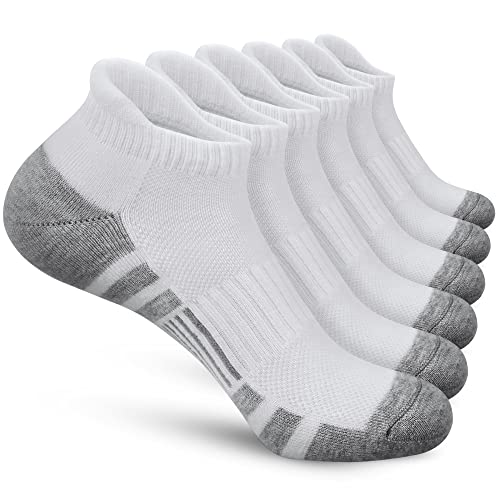 Ankle Running Socks Cushioned Low Cut Tab Athletic Socks for Men and Women Moisture Wicking Arch Support Sports Socks 6 pair