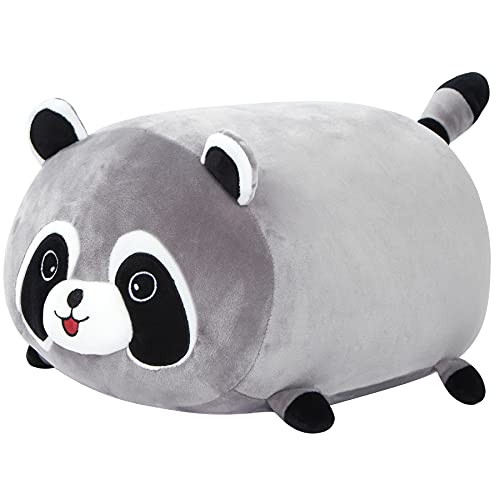 CozyWorld 20” Raccoon Pillow Stuffed Animals Cute Plush Toys Special Day for Kids Birthday Gifts for Boys and Girls, Gray