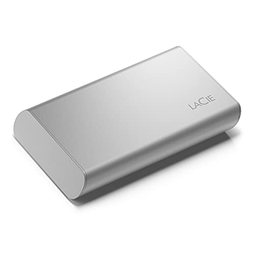 LaCie Portable SSD 2TB External Solid State Drive – USB-C, USB 3.2 Gen 2, speeds up to 1050MB/s, Moon Silver, for Mac PC and iPad, with Rescue Services (STKS2000400)
