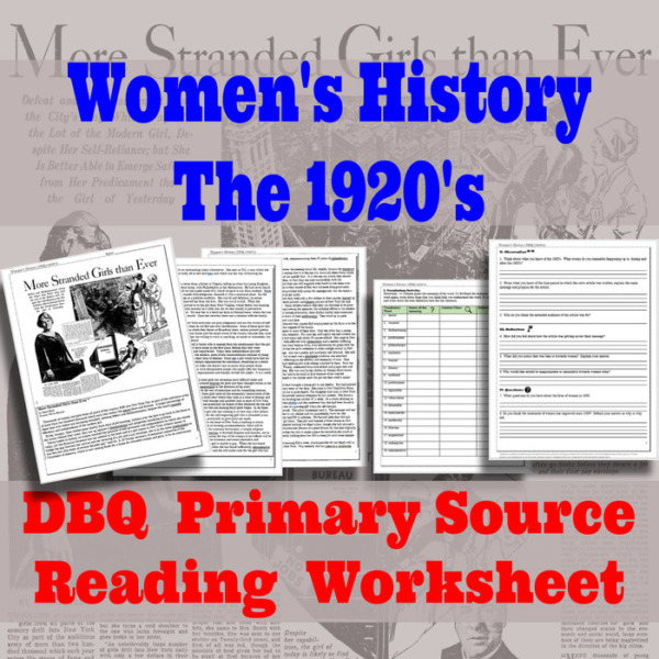 Women’s History Text Based Activity from 1929 News Article