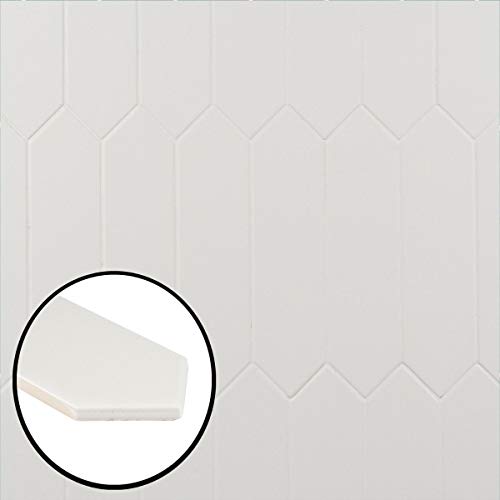 Saloni White 2.95 in. x 11.81 in. Polished Ceramic Backsplash, Kitchen, Bathroom Wall Tile (28 Pieces 5.91 Sq. Ft. / Case)