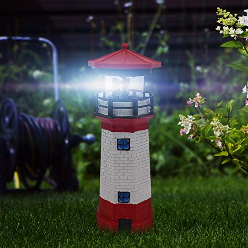 Outdoor Solar Lighthouse, Rotating Lamp LED Solar Garden Lights, Smart Sensor Rotating Lamp for Garden Landscape Yard