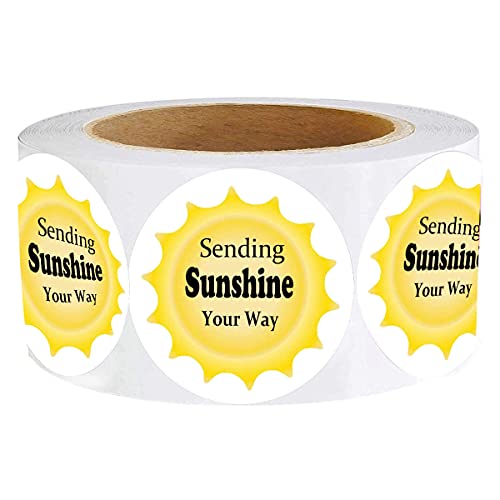 Remarkable, Sending Sunshine Your Way Stickers, 1.5 Inch Sending Sunshine Themed Thank You Customer Appreciation Sticker Labels for Small Shop,Small Business, Packaging (500 Pcs)