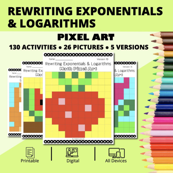 Spring: Rewriting Exponentials & Logarithms Pixel Art