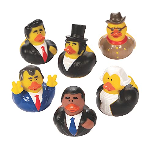 Tribello President Rubber Ducks – 12 Pack | for Independence Day, Fourth of July Decorations, Presidents Day, Election Giveaways, Patriotic Events, and Presidential History Learning