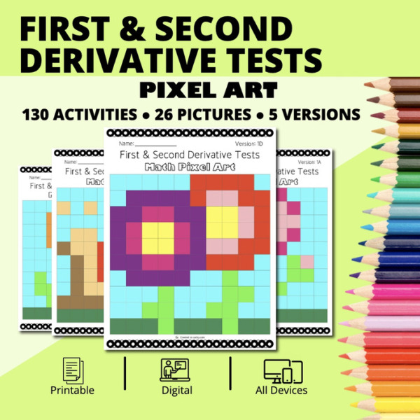 Spring: Calculus First & Second Derivative Tests Pixel Art