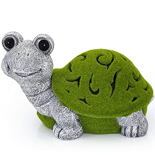 VP Home Lazy Turtle with Flocked Shell Solar Powered LED Outdoor Decor Garden Light Great Addition for Your Garden Solar Powered Light Garden, Christmas Decorations Gifts for Outside Patio Lawn