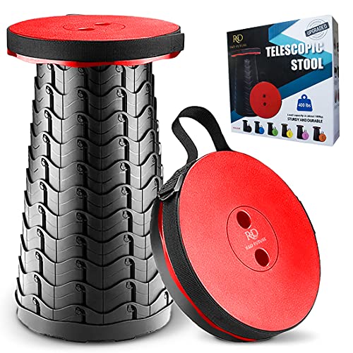 R&D FUTURE 2023 Upgraded Telescopic Stool, Lightweight Seat with 400lbs Load Capacity, Collapsible Stool for Indoor, Outdoor, Retractable Folding Stool, Portable Telescoping Stool for Adults (Red) | The Storepaperoomates Retail Market - Fast Affordable Shopping