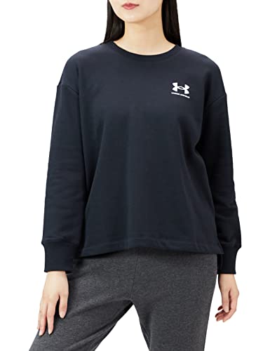 Under Armour Womens Rival Fleece Oversized Crew , Black (001)/White , Large