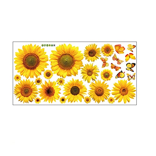 56Pcs Sunflower Butterfly Sticker Sunflower Stickers for Walls Car Sunflower Decorations for Room Yellow Flowers Wall Decor Wall Decor Living Room Stickers for Window