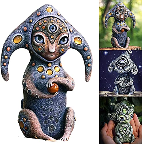 Taktom Handmake Creatures from A Fantasy World Artwork Decoration, Cute Figurine Perfect Resin Ornament Garden Statue for Home Garden Lawn Yard (Lunar Dreamer) (A)