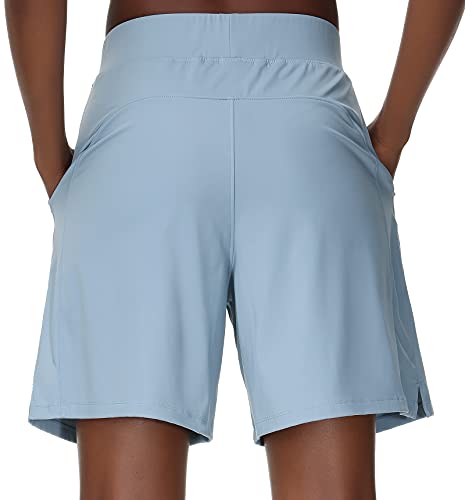 Women’s Bermuda Shorts Athletic Long Loose Fit Shorts with Pockets Drawstring Lounge Shorts for Walking Workout Yoga (Denim Blue, Large) | The Storepaperoomates Retail Market - Fast Affordable Shopping