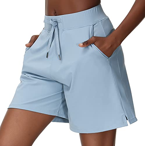 Women’s Bermuda Shorts Athletic Long Loose Fit Shorts with Pockets Drawstring Lounge Shorts for Walking Workout Yoga (Denim Blue, Large) | The Storepaperoomates Retail Market - Fast Affordable Shopping