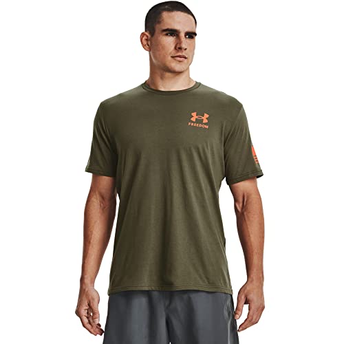 Under Armour Men’s New Freedom Banner T-Shirt , Marine Od Green (391)/Carolina Blue , Small