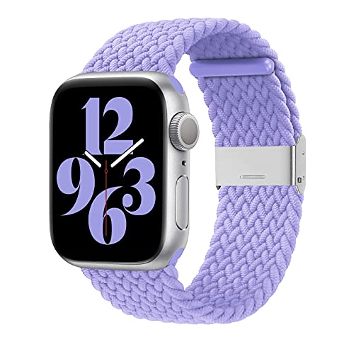 Bandiction Braided Solo Loop Stretchy Elastic Band Compatible with Apple Watch Band 38mm 40mm 42mm 44mm 41mm 45mm 49mm, iWatch Bands Women Men with Buckle for iWatch Ultra Series 8/7/6/SE/5/4/3/2/1